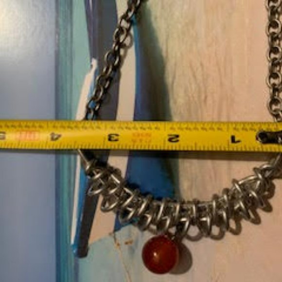One of a kind necklace with round marble/ stone - Picture 6 of 7